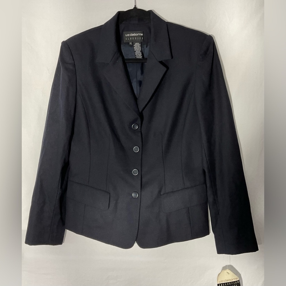 Liz Claiborne Navy Blue Blazer with Structured Shoulders